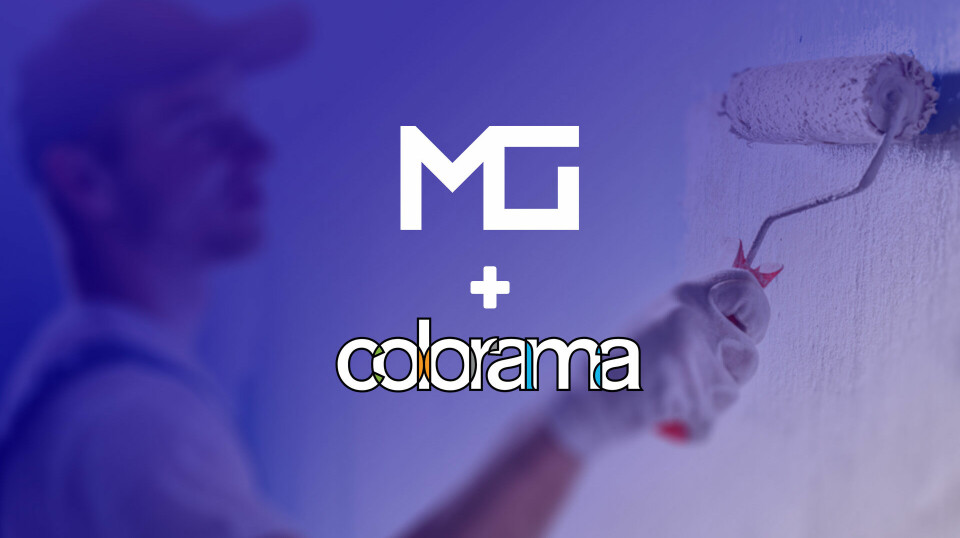 Malebilde med logos for MG og Colorama