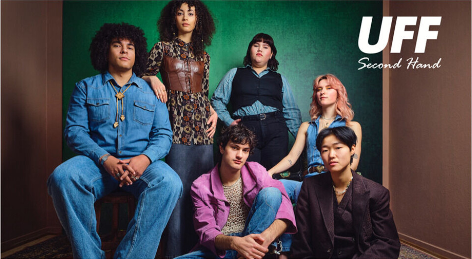 UFF Second hand åpner på Karl Johan. Personer med secondhand klær. UFF logo