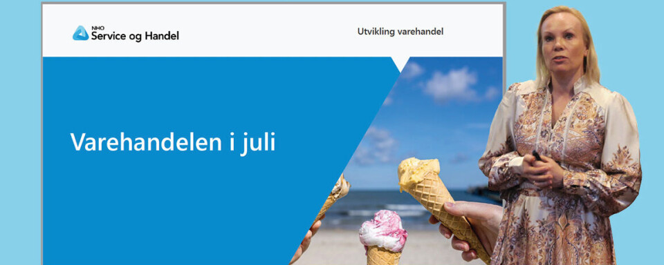 Bransjedirektør for handel i NHO Service og Handel, Linda Vist kommenterer rapporten om varehandelen i juli. Forside Rapport, Linda Vist