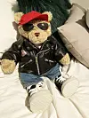 Bamse i bikerjakke