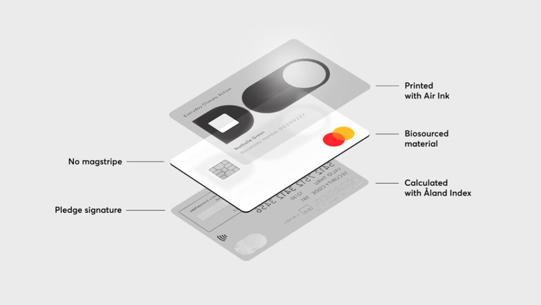 DO Mastercard-kort er klimavennlig og biologisk nedbrytbart og uten magnetisk stripe. DO Mastercard-kort er klimavennlig og biologisk nedbrytbart og uten magnetisk stripe.