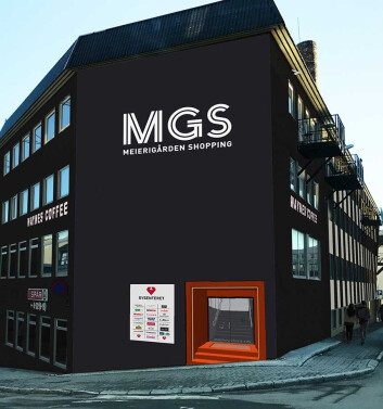 Bysenteret, fra en annen og spissere vinkel, med eierinformasjon: MGS Meierigården Shopping. (Foto: Bysenteret) Bysenteret, fra en annen og spissere vinkel, med eierinformasjon: MGS Meierigården Shopping. (Foto: Bysenteret)