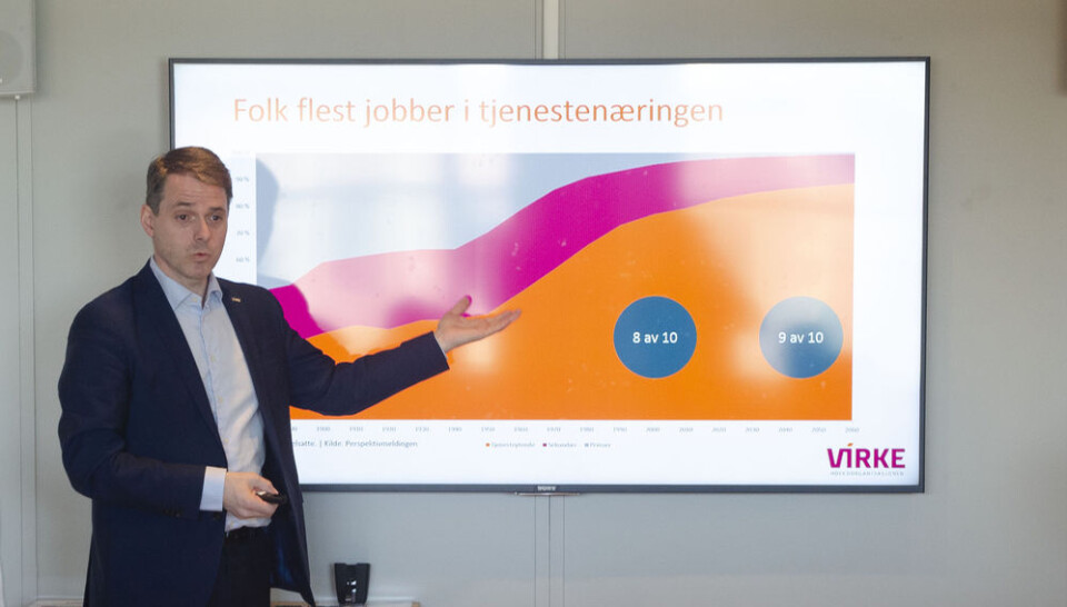 Ivar Horneland Kristensen, adm.dir. i Virke, på Virkes konjunkturseminar i mars.