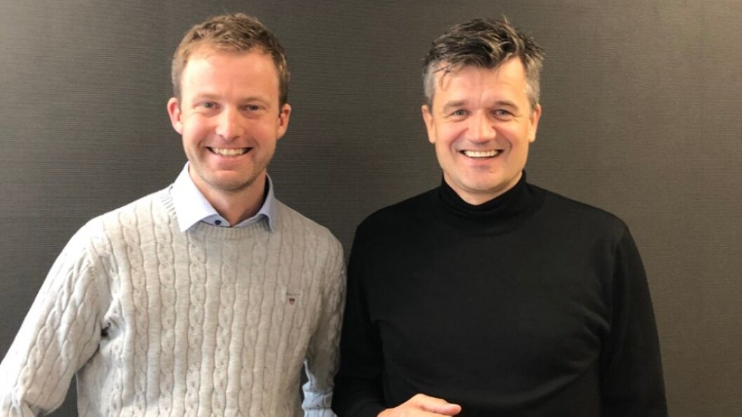 Frode Åsheim, landssjef for Nets (t.v.) og Rune Garborg, Vipps-sjef. (Foto: Nets) Frode Åsheim, landssjef for Nets (t.v.) og Rune Garborg, Vipps-sjef. (Foto: Nets)