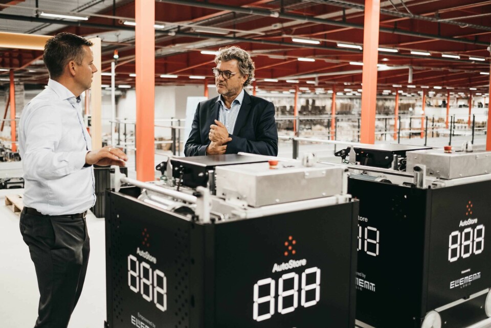 Håvard Hallås, CSO i Element Logic, og Niels Hemmingsen, COO i Boozt samarbeider om utvikling av robotteknologi for lager.