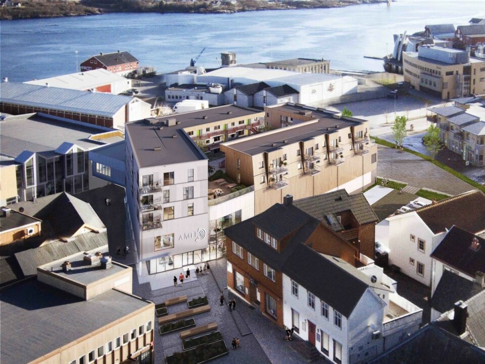 – Det som tidligere var et tomrom i bybildet blir nå til et levende sentrum og den nye porten til Rørvik, sier arkitektfirmaet. Ill.: AMB arkitekter AS