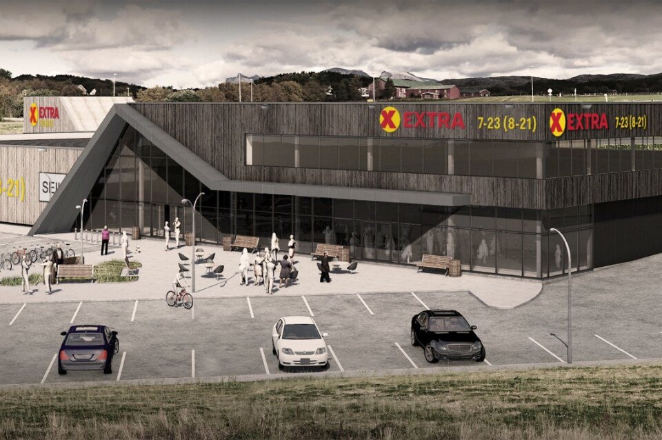 Tverlandsenteret er blitt et moderne og energieffektivt kjøpesenter. (Illustrasjon: Coop Nordland)