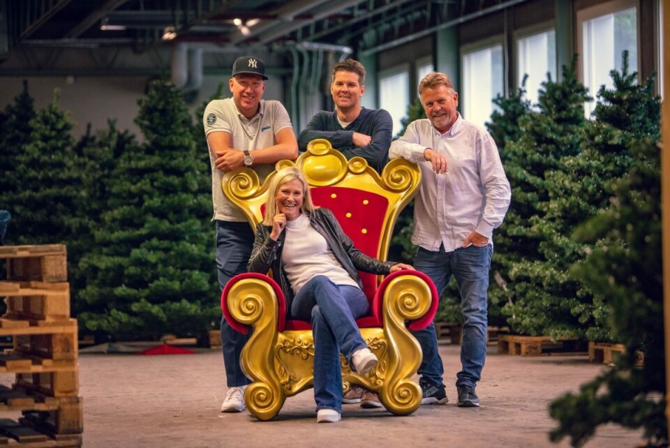 De fire ansatte hos MK Illumination i Norge: Rune Just Arsjø-Hansen, Thomas Knutsen, Øyvind Sætre og daglig leder Lisa Sætre i 'sjefsstolen' foran. Foto: MK Illumination