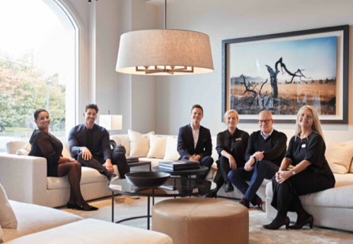 De ansatte i den nye butikken i København: F. v. Marjut, Andreas, Martin, Bernadette, Robert og butikksjef Birgitte.