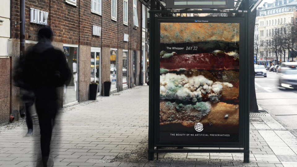 Budskapet på fortauplakat. (Foto: Burger King)