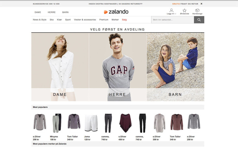 SVAKERE RESULTAT: Zalando fortsetter å vokse, men resultatet er svakere.