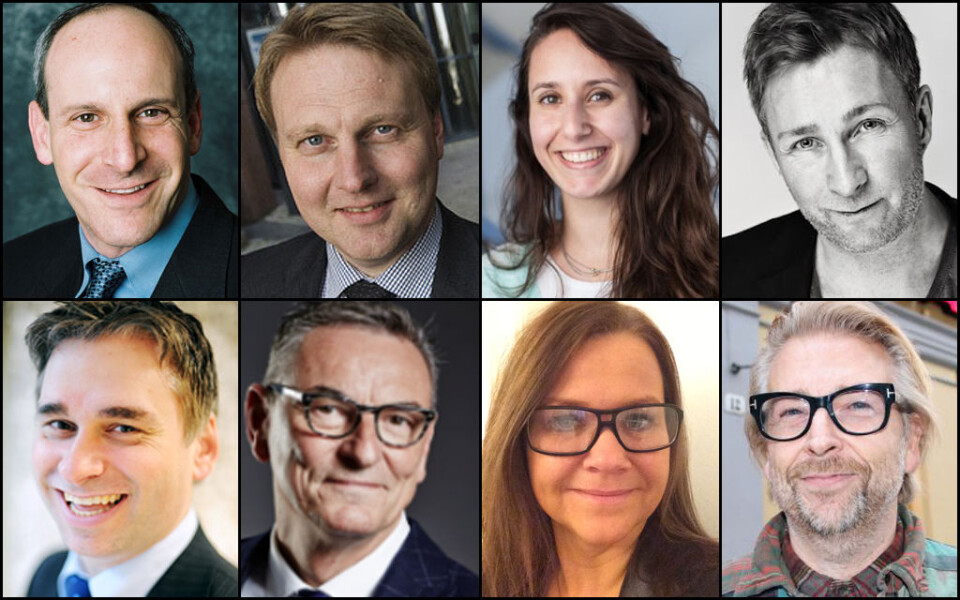 TIL KONFERANSEN: Neil Stern (øverst til venstre), Trond Bentestuen, Chloe Markowicz, Lars Lyse Hansen, Sverre Flåskjær (nederst til venstre), Torben Schwabe, Dorte Wimmer og Rune Martinsen er foredragsholdere på Retail Innovation.