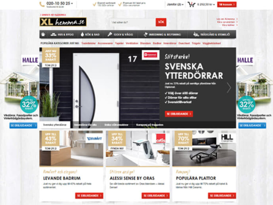 På XLhemma.se kan det kjøpes over 150.000 produkter for bygg og innredning. (Skjermbilde: Mynewsdesk) På XLhemma.se kan det kjøpes over 150.000 produkter for bygg og innredning. (Skjermbilde: Mynewsdesk)