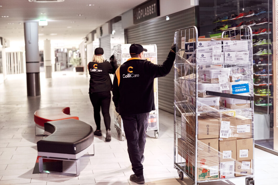Fra 1. april startet et pilotprosjekt hvor ColliCare alene foretar all frakt av varer fra varemottaket og ut til butikkene på senteret. Foto: ColliCare Fra 1. april startet et pilotprosjekt hvor ColliCare alene foretar all frakt av varer fra varemottaket og ut til butikkene på senteret. Foto: ColliCare