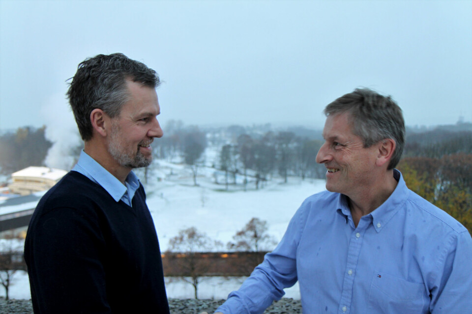 Leif Bache-Mathiesen (til venstre) blir ny direktør for handel når Bjørn Næss flytter på seg på nyåret. (Foto: Baard Fiksdal)