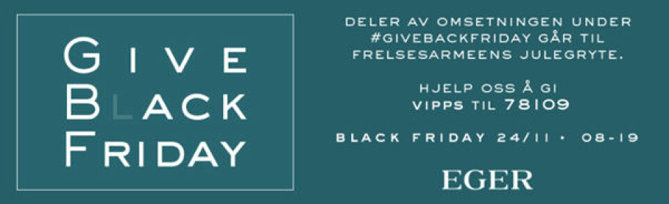 Slik annonserer EGER, varemagasinet på Egertorget, for sin variant av Black Friday.