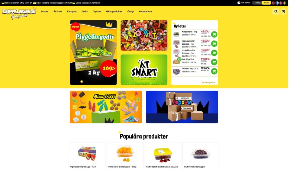SKjermdump: Klippkungen.se