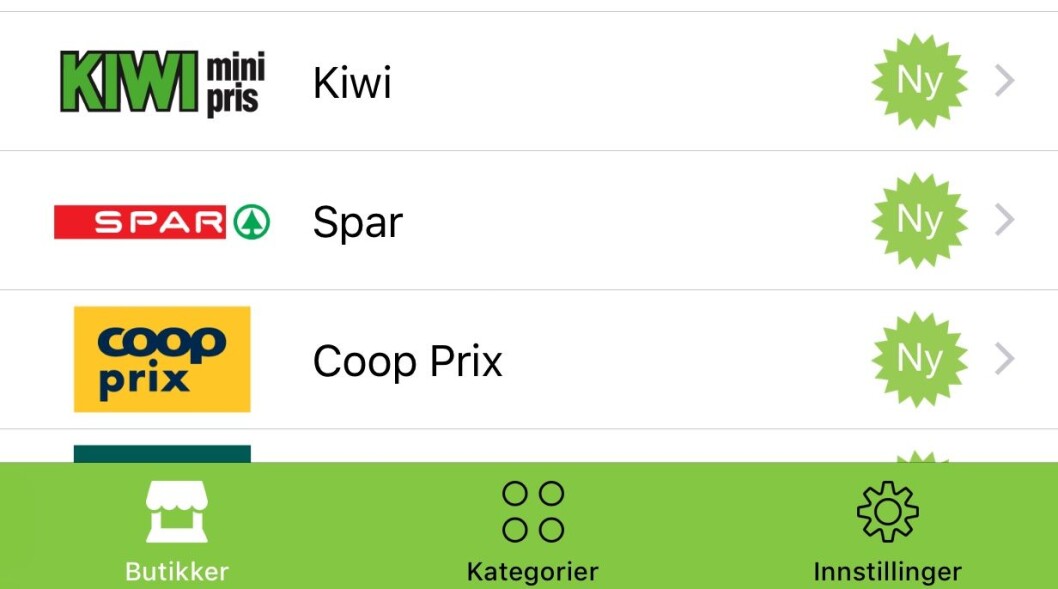 Mobilapplikasjonen ‘Mattilbud’ har siden høsten 2013 samlet pristilbud fra norske dagligvarebutikker på ett sted. (Foto: Skjermdump fra Mattilbud) Mobilapplikasjonen ‘Mattilbud’ har siden høsten 2013 samlet pristilbud fra norske dagligvarebutikker på ett sted. (Foto: Skjermdump fra Mattilbud)
