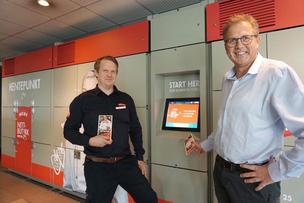 Tomas Holmen, kjøpmann hos MENY, og Per Kristian Trøen, senterdirektør ved Strømmen Storsenter. Tomas Holmen, kjøpmann hos MENY, og Per Kristian Trøen, senterdirektør ved Strømmen Storsenter.