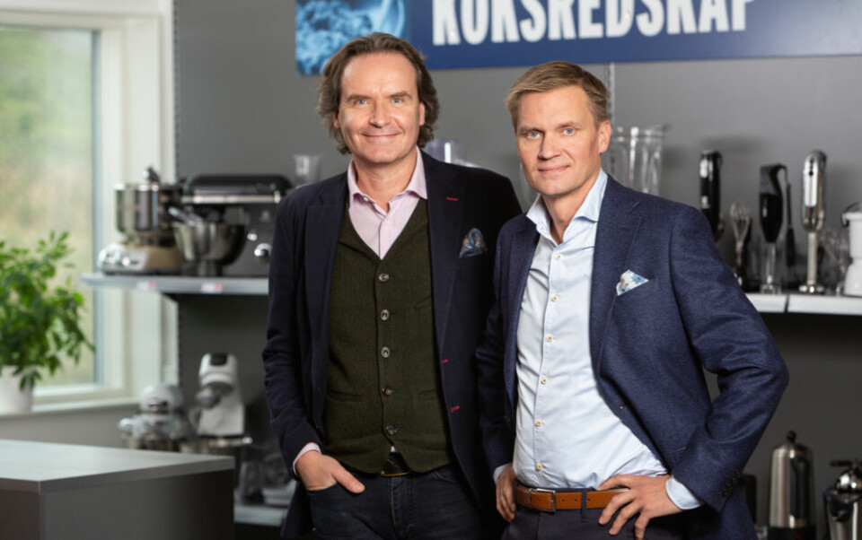 Slår seg sammen: Stefan Lebrot, CEO Elon Group, og Asle Bjerkebakke, CEO Euronics Norge. (Foto: ELON/Euronics)