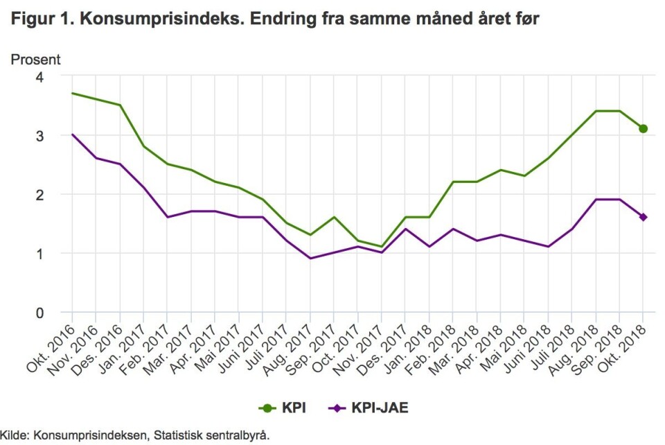 Matvarer bidro til dempet prisvekst