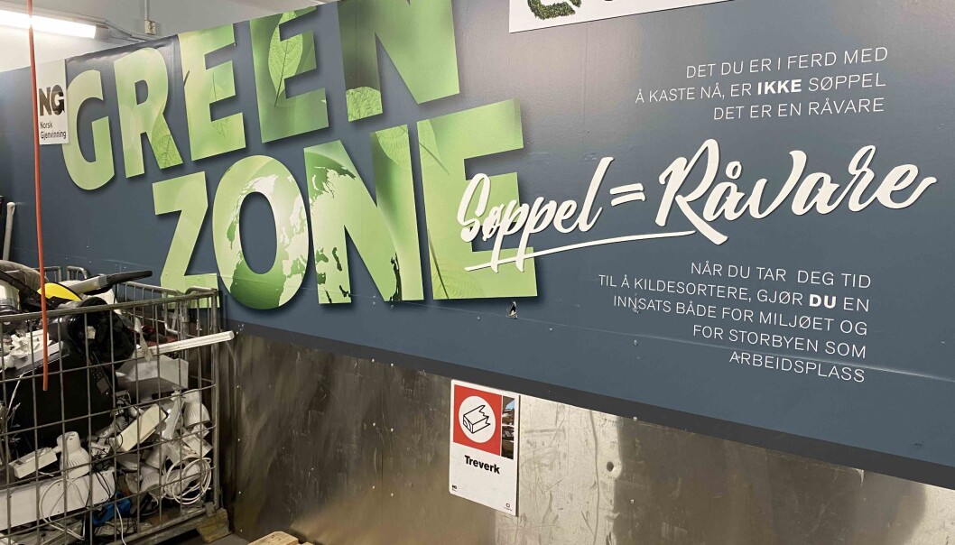 På Storbyen har de ikke avfallsrom, men "green zone". På Storbyen har de ikke avfallsrom, men "green zone".