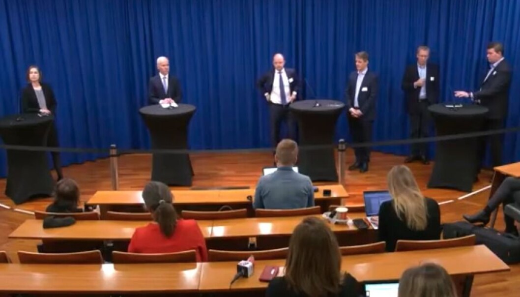 Skjermdump fra pressekonferansen. Skjermdump fra pressekonferansen.