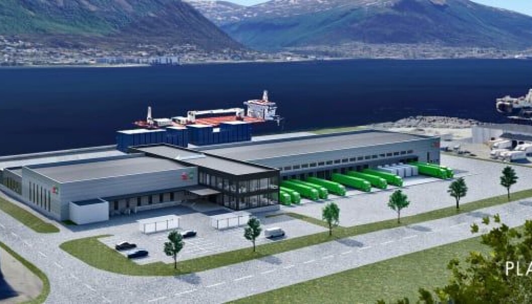 Slik vil Posten og Brings nye logistikksenter i Breivika i Tromsø se ut når det er ferdig. Slik vil Posten og Brings nye logistikksenter i Breivika i Tromsø se ut når det er ferdig.