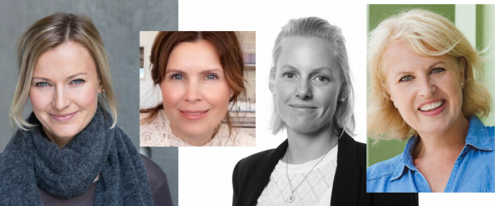 De fire som går inn i Boostcoms internasjonale ledergruppe. F.v.: Reidun Smaage, Berit Hanisch Brattbakk, Marte Ivarson og Stephanie Shriver-Engdahl.
