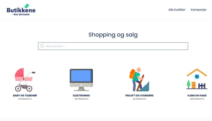 Slik ser nettstedet til butikkene.no ut. Slik ser nettstedet til butikkene.no ut.