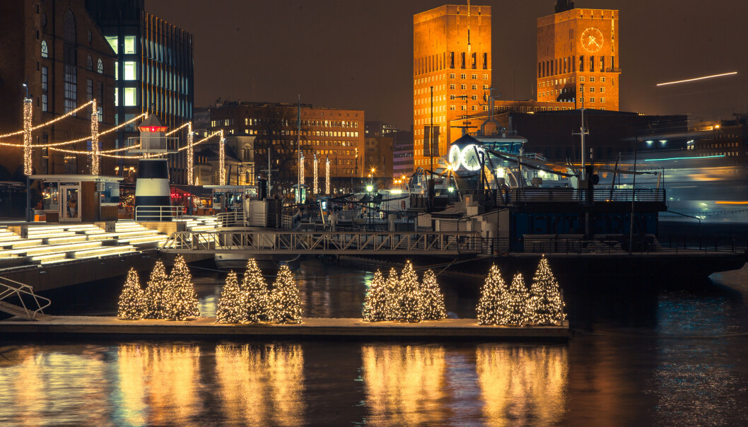 Marinaen med tolv juletrær ute på fjorden er et populært fotoobjekt. Marinaen med tolv juletrær ute på fjorden er et populært fotoobjekt.