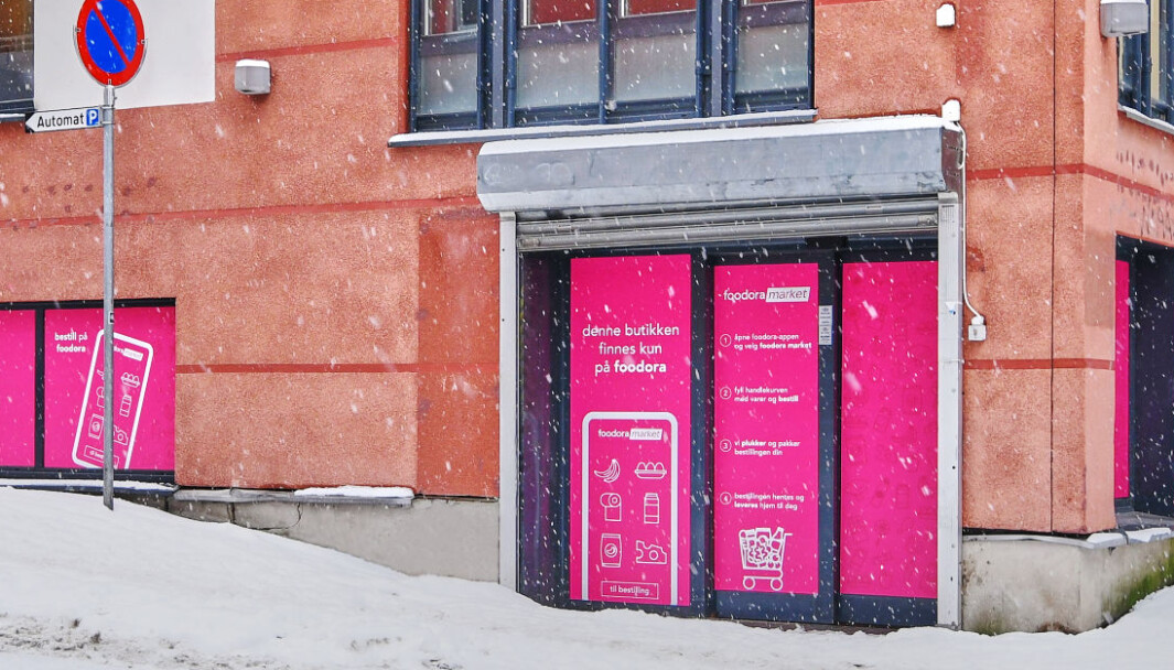 foodoras dark store i Iladalen i Oslo. Ingen kunder kommer inn her. De får varene levert av foodoras bud, raskt! foodoras dark store i Iladalen i Oslo. Ingen kunder kommer inn her. De får varene levert av foodoras bud, raskt!
