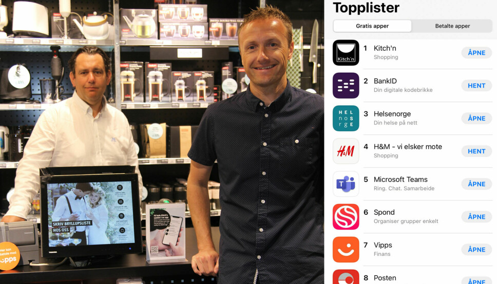 IT & logistikksjef Petter Grålumstuen og markedssjef Oddbjørn Sivertsen i Kitch'n er fornøyd med å ha landets mest populære app.