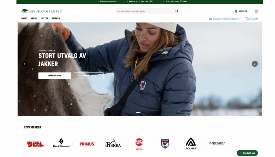 Naturkompaniet har nå også lansert sin egen nettside.