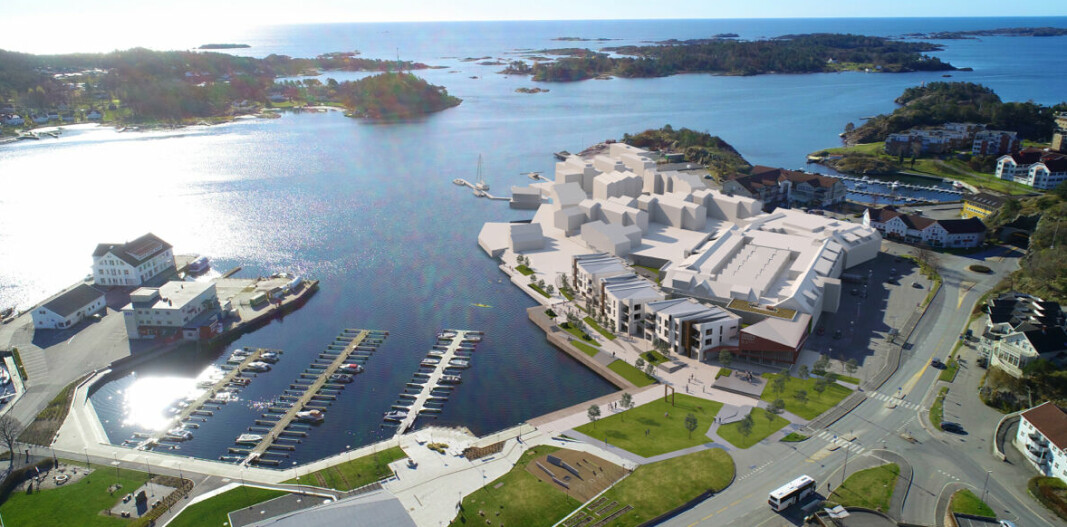 «Nye Oddensenteret», som skal stå klart i november, vil gli naturlig inn i det historiske maritime miljøet i Grimstad.