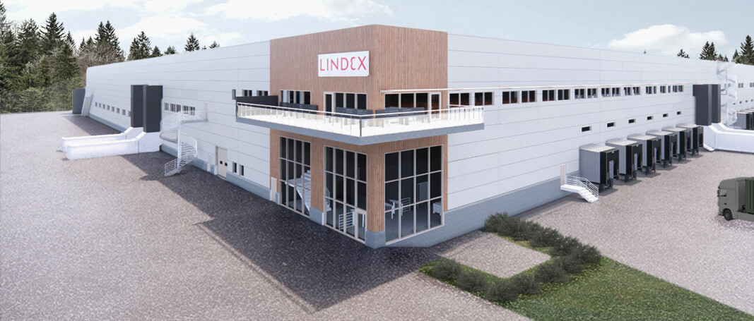 Slik skal det nye omnilageret til Lindex se ut. Det høyautomatiserte og klimasmarte anlegget skal bygges i Alingsås.