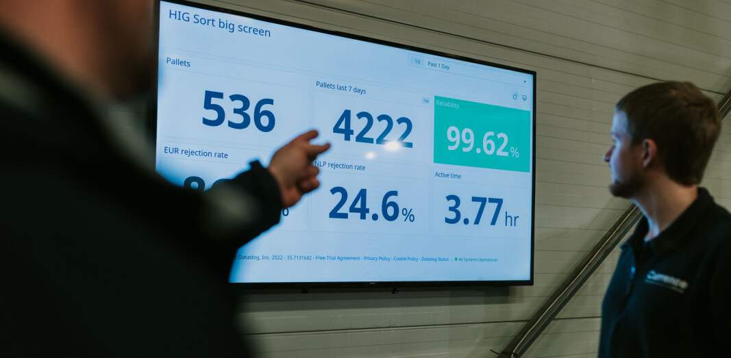 Statistikken til Sort vises på en skjerm for en umiddelbar tilbakemelding på robotens ytelse. Statistikken til Sort vises på en skjerm for en umiddelbar tilbakemelding på robotens ytelse.