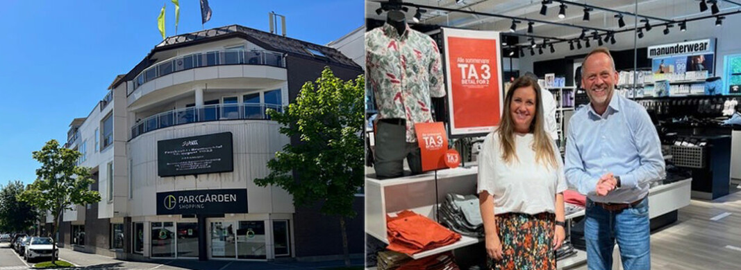 Leif Atle Viken er glad for å ha Dressmann i butikkporteføljen, her sammen med butikksjef Monica Thoresen.