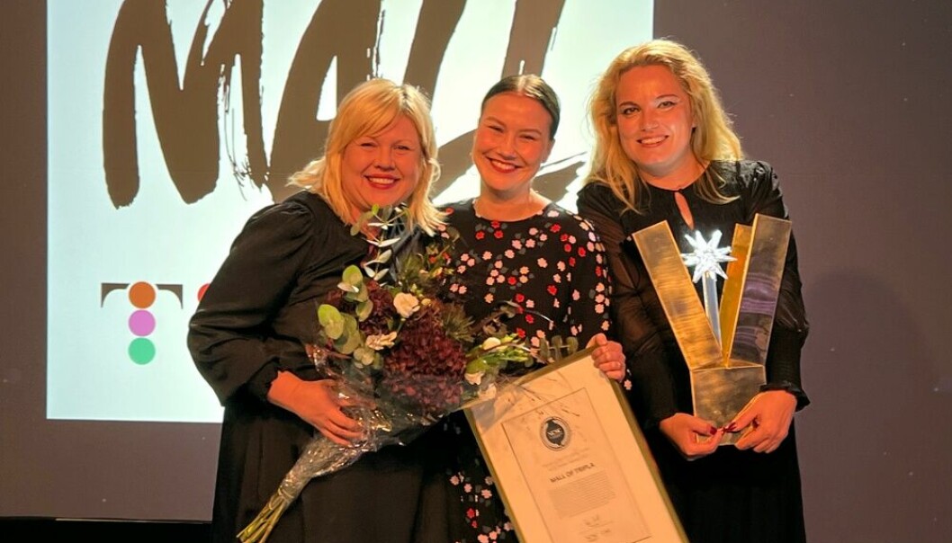 Hanna Heikkinen, Päivi Salonen og Tanja Teeriaho tok i mot prisen på vegne av Mall of Tripla.