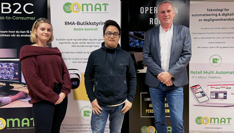 Mat-Norge tilbyr RMA-Butikkstyring: Stina Robberstad (kreativ leder), Puspa Gurung (teamleder utvikling) og Hans Olav Bakås, daglig leder.