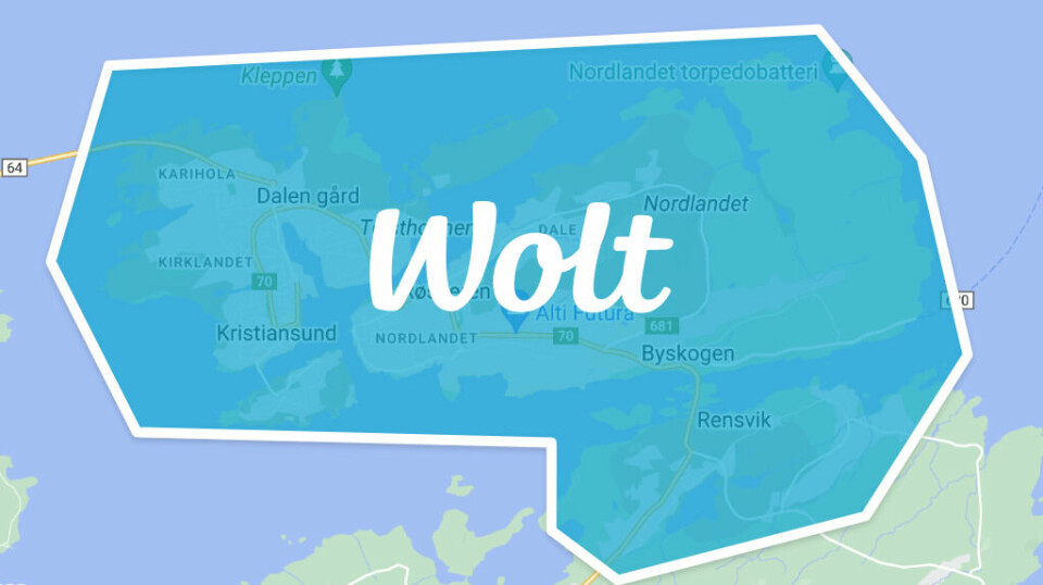 Kart over Kristiansund som Wolt dekker.